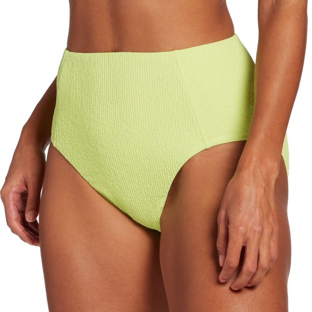 NWT CALIA Women's High Rise Crinkle Swim Bikini Bottoms Small Green